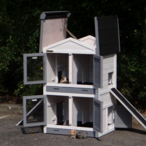 SHOWMODEL - konijnenhok Double Small White-grey 87x72x121cm