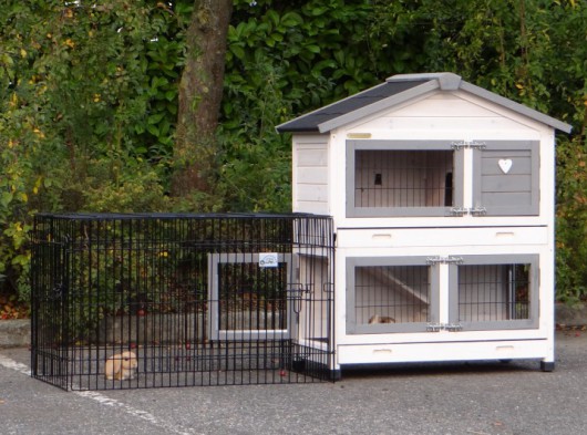 Konijnenhok Excellent Small Anti Knaag white-grey - met ren Joey 195cm incl. ren