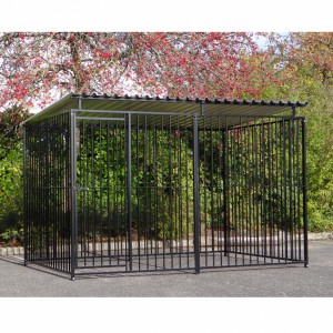 Hondenkennel FLINQ zwart met dak 2x3m