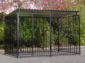 Hondenkennel FLINQ zwart met dak 2x3m