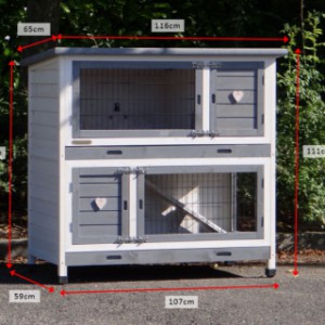 Verschillende afmetingen van het konijnenhok Kim