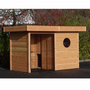 Hondenkennel Modul - Douglas Met tussenschot en vlonder 3x1,5m