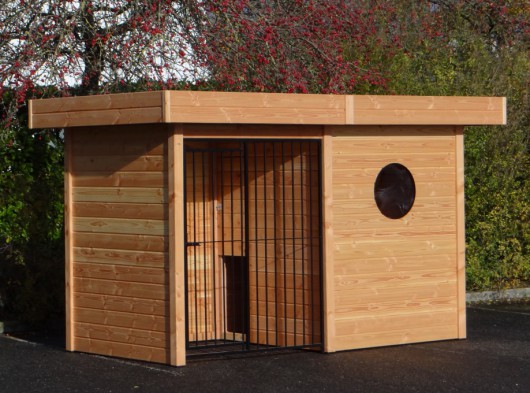 Hondenkennel Modul - Douglas Met tussenschot en vlonder 3x1,5m