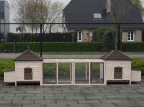 Kippenhok Ambiance Large dubbel met 2 rennen 436x93x122cm