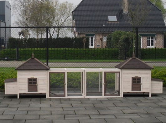 Kippenhok Ambiance Large dubbel met 2 rennen 436x93x122cm