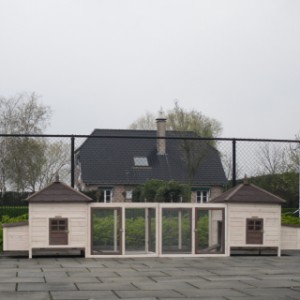 Konijnenhok Ambiance Large dubbel met 2 rennen 436x93x122cm