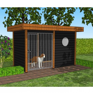 Hondenkennel Modul - Douglas-Zwart 3x1,5m: mooie, zwarte hondenren
