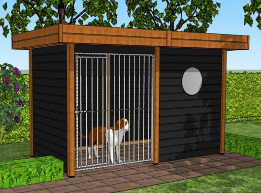 Hondenkennel Modul - Douglas-Zwart 3x1,5m: mooie, zwarte hondenren