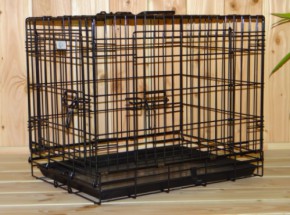 Hondenbench of draadkooi, zwart, stevig, 3 deuren, met gratis anti-slip voetjes, afmeting 63x45x52cm