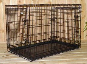 Hondenbench zwart met 3 deuren, met gratis anti-slip voetjes, afm. 109x71x78cm