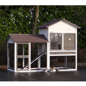 SHOWMODEL - Konijnenhok Prestige Medium White met ren links Anti Knaag 200x90x150cm