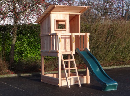 Speeltoren Blue Rabbit Beach hut laag met glijbaan