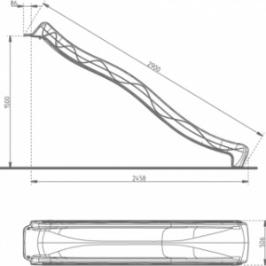 Afmetingen glijbaan Tsuri 290cm (plateauhoogte 150cm)