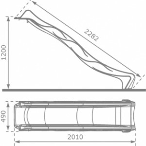 Afmetingen glijbaan Rex 230cm