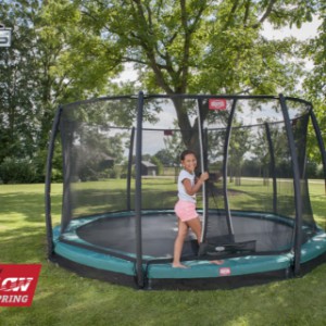Trampoline BERG Champion 380 safety InGround zwart - met veiligheidsnet Deluxe 380cm