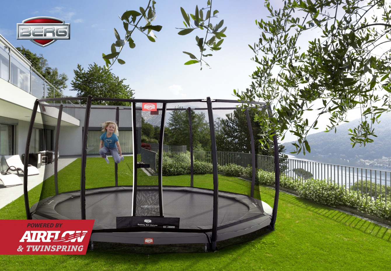 Nachtvlek vertrouwen Onafhankelijk Trampoline BERG InGround Champion Grijs 430 + net Deluxe