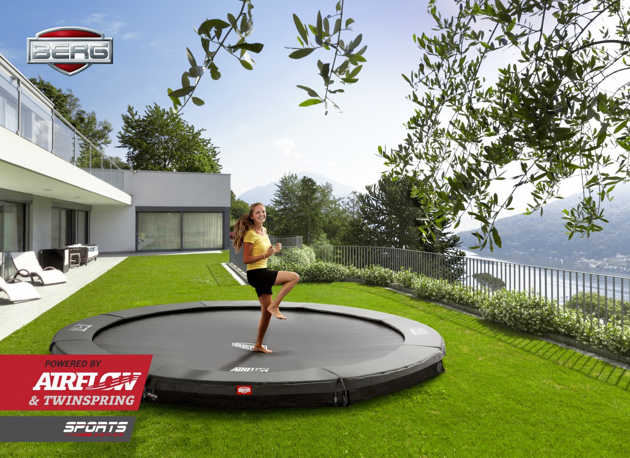 Pogo stick sprong Muf huurder BERG InGround trampoline Champion Grijs 430