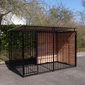 Hondenkennel FERM Zwart Inclusief dak 1,5x3m