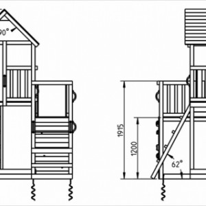 Afmetingen Blue Rabbit speeltoren Penthouse