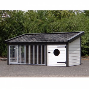 Hondenkennel Rex 2 wit/antraciet met geïsoleerd nachthok 341x182x163cm